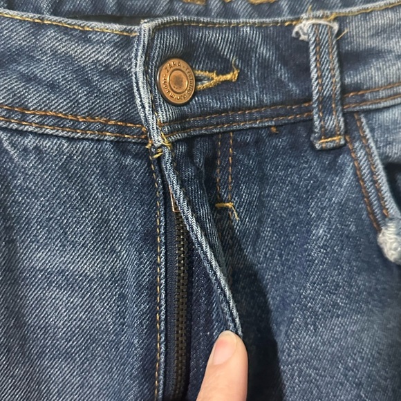 Zara ripped raw hem straight leg jeans 6 - Picture 6 of 7